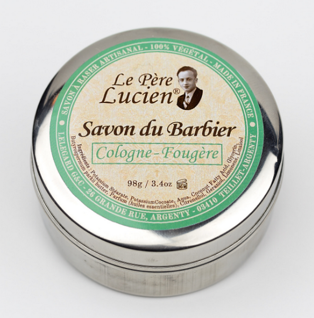 98g COLÓNIA FOUGÈRE Sabonete de barbear Óleos essenciais Karité Le Père Lucien FRANÇA