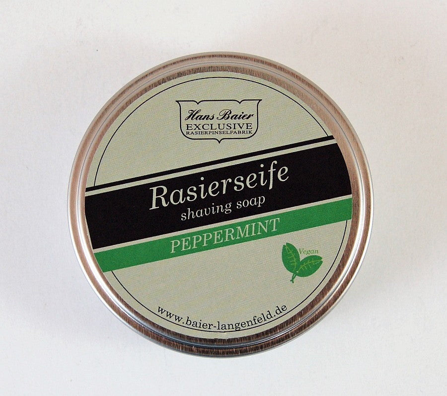 Hans Baier Pepermunt Scheerzeep 70 g VEGAN verfrissend Metalen doos Nederland