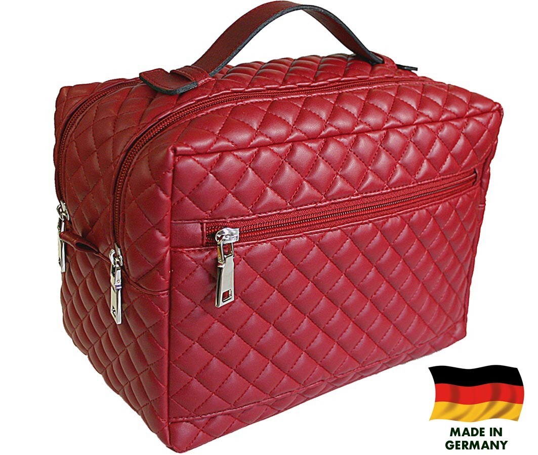 XXL Neceser Rojo RICHARD JÄGER Alemania Cuero Vegano ACOLCHADO Bolsa de aseo