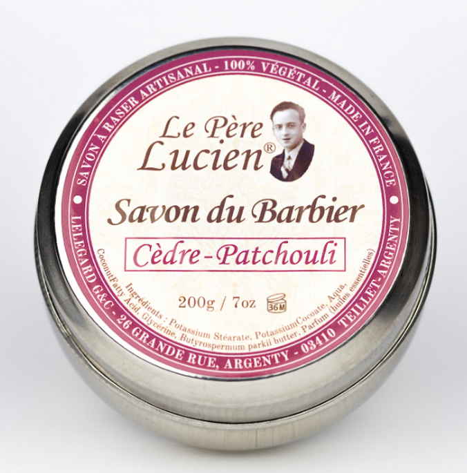CEDRE PATCHOULI 200g Jabón de afeitar Le Père Lucien FRANCIA VEGANO aceites esenciales