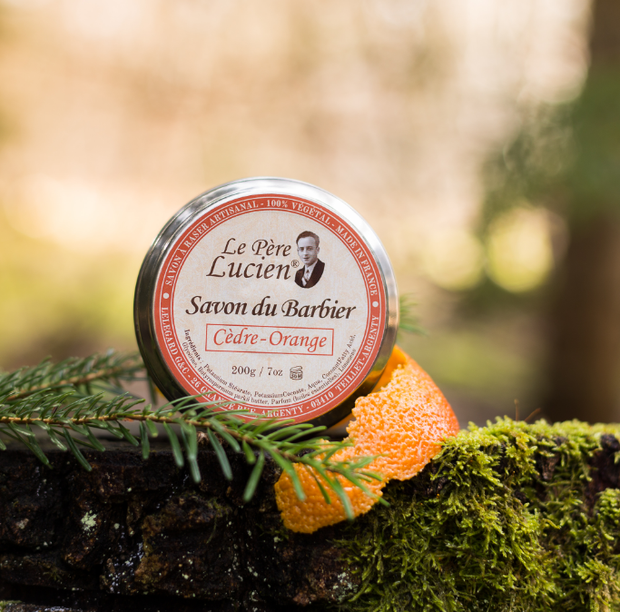 CEDRE ORANGE 200g Scheerzeep Le Père Lucien FRANKRIJK VEGAN essentiële oliën