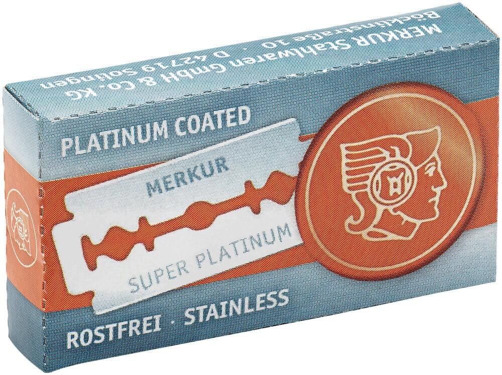 MERKUR SUPER PLATINUM 10 razor blades for safety razor & shavette stainless steel