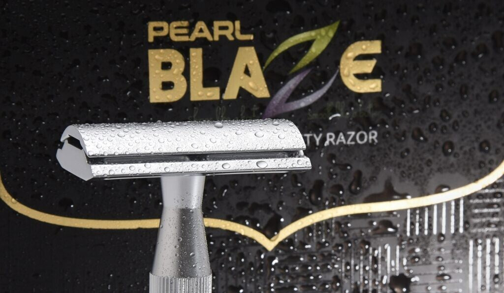 PEARL BLAZE eksklusiv barberhøvel KOMPLETT i MESSING lukket kam INDIA