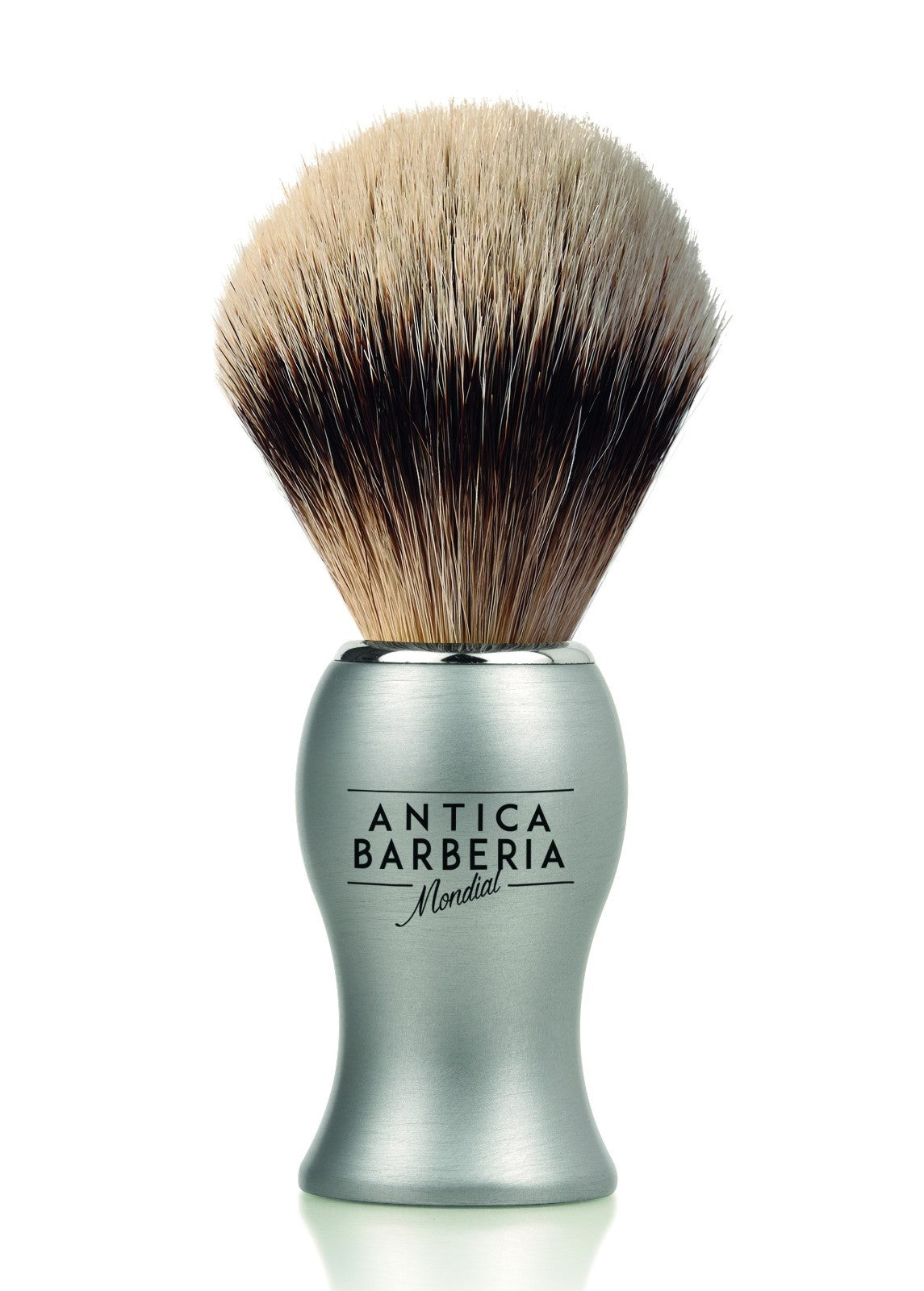 MONDIAL Antica Barberia Barberkost Silberspitz Grevlinghår Aluminiumshåndtak Italia