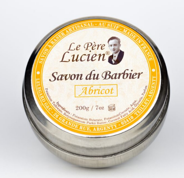 ABRICOT 200g Scheerzeep Le Père Lucien FRANKRIJK Abrikoos met talg & sheaboter