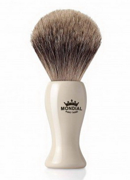 MONDIAL barberkost mellomstor sølvplukket grevlinghår BEST BADGER edeltreskaft