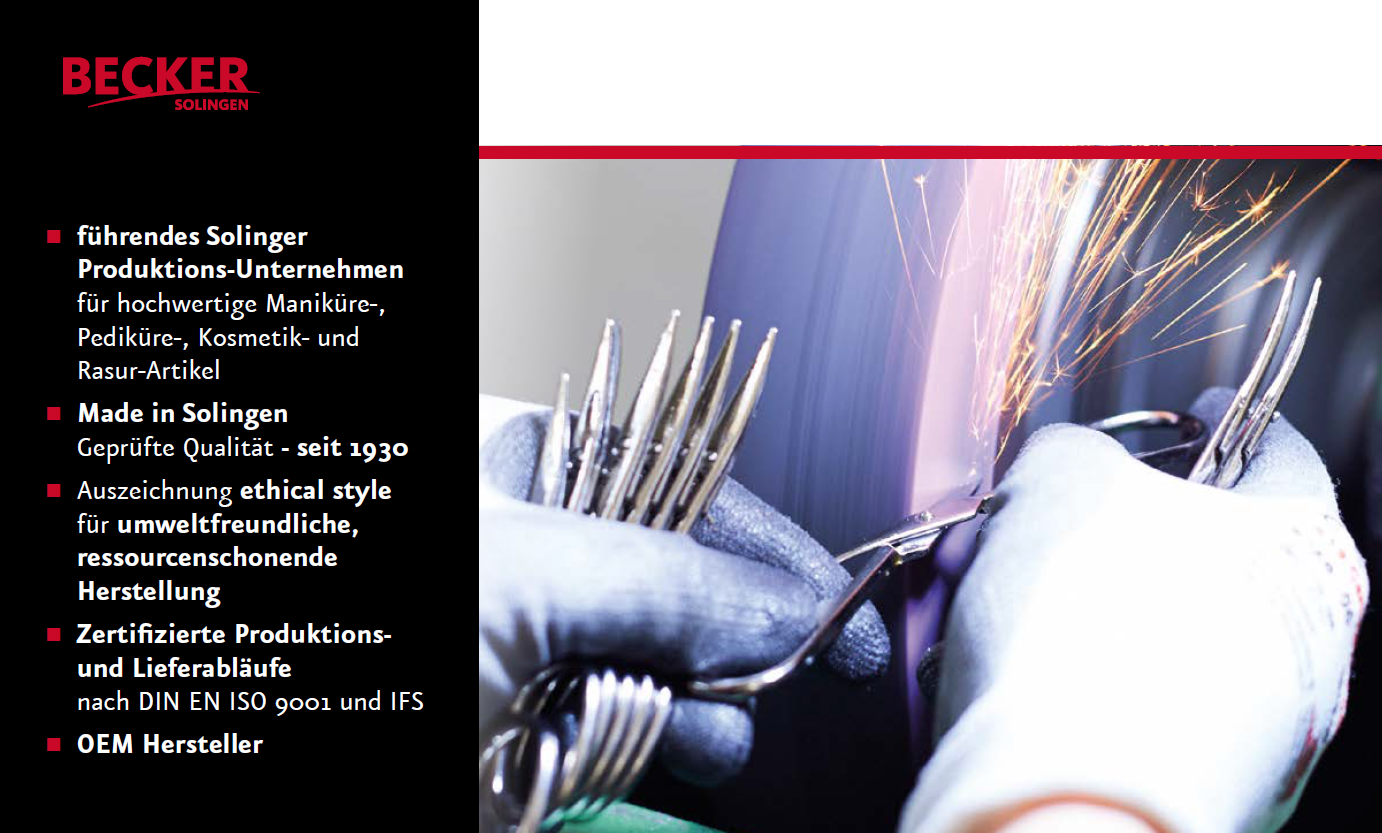 KOMBISCHERE ERBE SOLINGEN for negler og hud tårnspiss forkrommet BeckerManicure