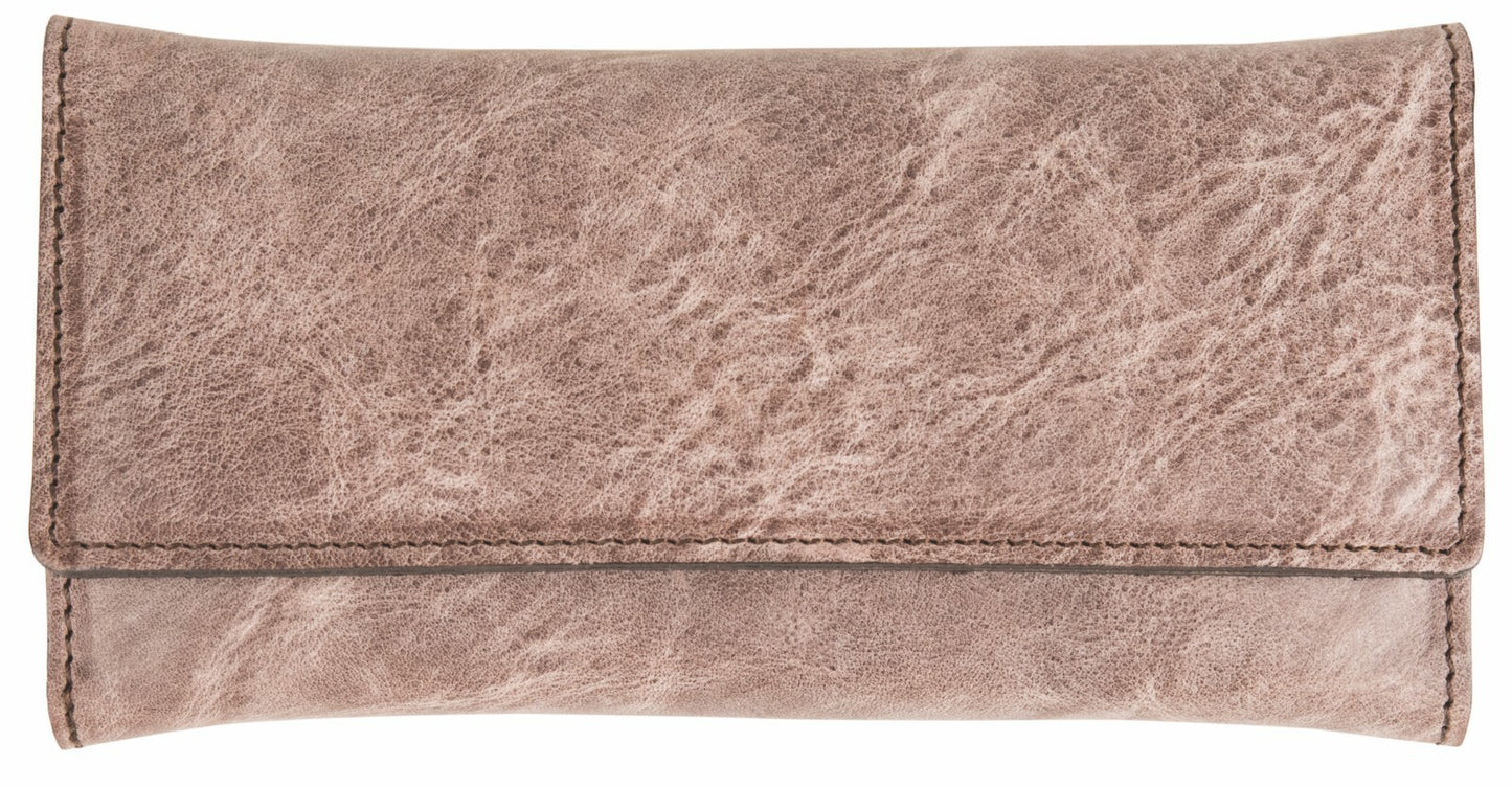 Manikyr Etui Deep Desert LÆR Taupe RUSTFRITT STÅL BECKERMANICURE Erbe Solingen
