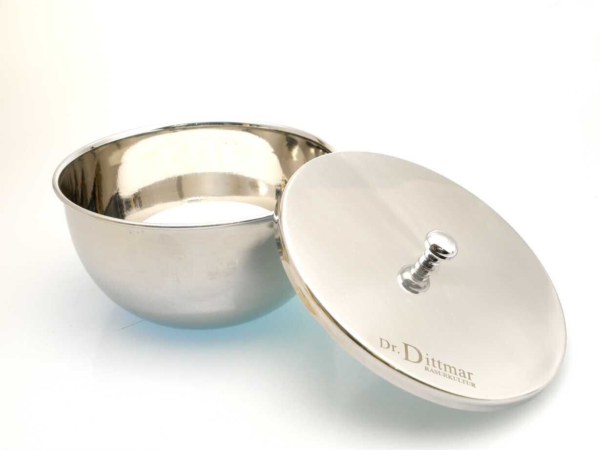 EXTRA LARGE Shaving Soap Bowl Stainless Steel with Lid incl Soap Dr. Dittmar Germany