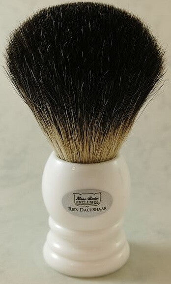 Shaving brush WHITE real badger hair 24mm acrylic handle HANS BAIER made in Germany