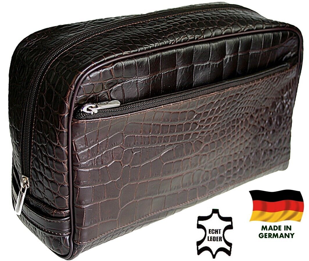 CUERO en óptica cocodrilo marrón moca RICHARD JÄGER Alemania neceser bolsa de aseo