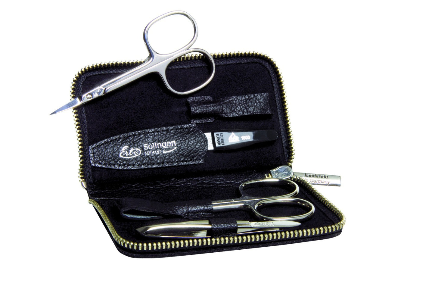 4-delt Manikyrsett BECKERMANICURE Erbe SOLINGEN Manikyr Etui for Herrer Lær