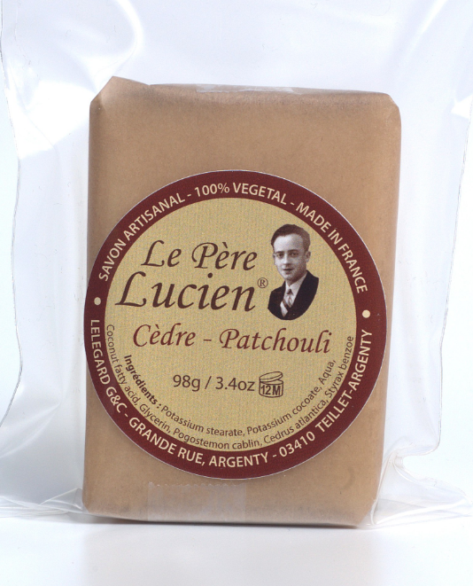 98g Recarga CEDRE PATCHOULI Sabão de Barbear Le Père Lucien FRANÇA VEGANO óleos essenciais