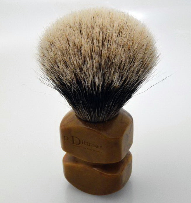 Dr.Dittmar Pincel de Barbear 2-Bandas Silberspitz Cerdas de Texugo Acetato Aparência Caramelo Alemanha