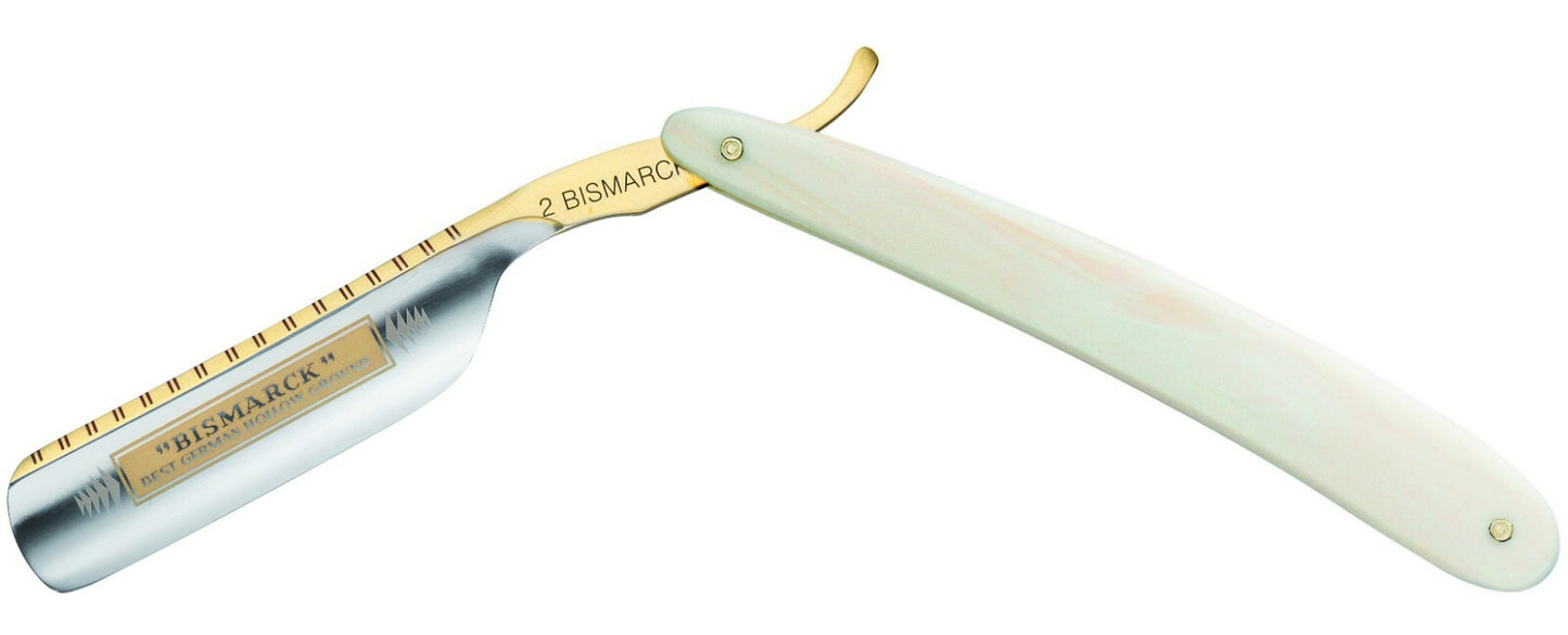 BISMARCK DOVO Solingen Germany มีดโกน 6/8" เหล็กกล้าคาร์บอน แกะสลักทอง
