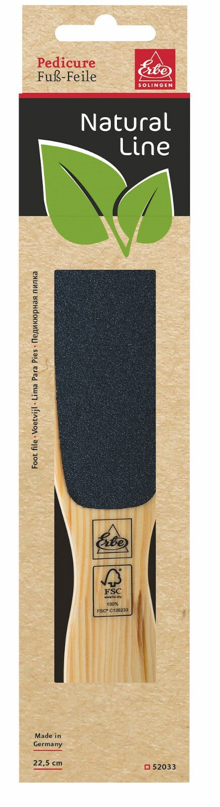 HORNHAUTFEILE Natural Line grov & fin TREHÅNDTAK ERBE SOLINGEN BeckerManicure