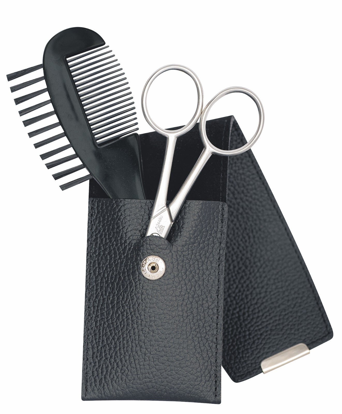 2-delt bartpleiesett BECKERMANICURE Erbe Solingen bartsett bartesaks kam lær