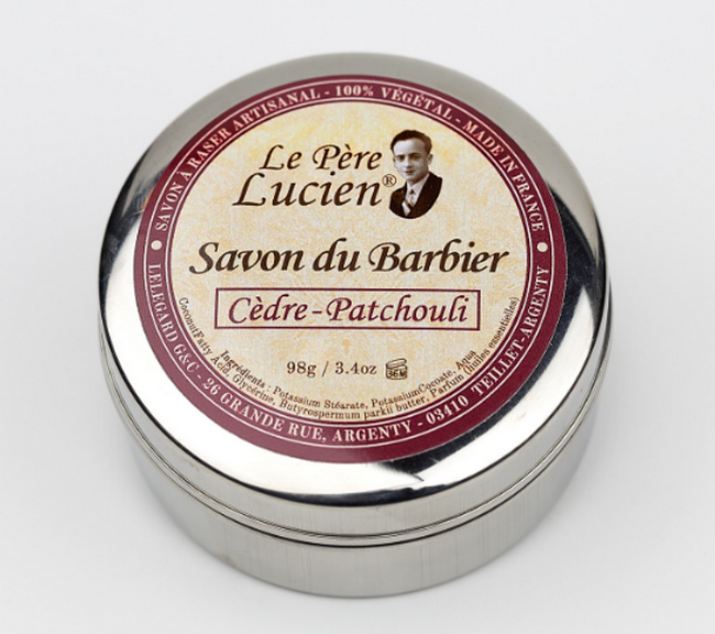 98g CEDRE PATCHOULI Sabonete de barbear Le Père Lucien FRANÇA VEGANO óleos essenciais