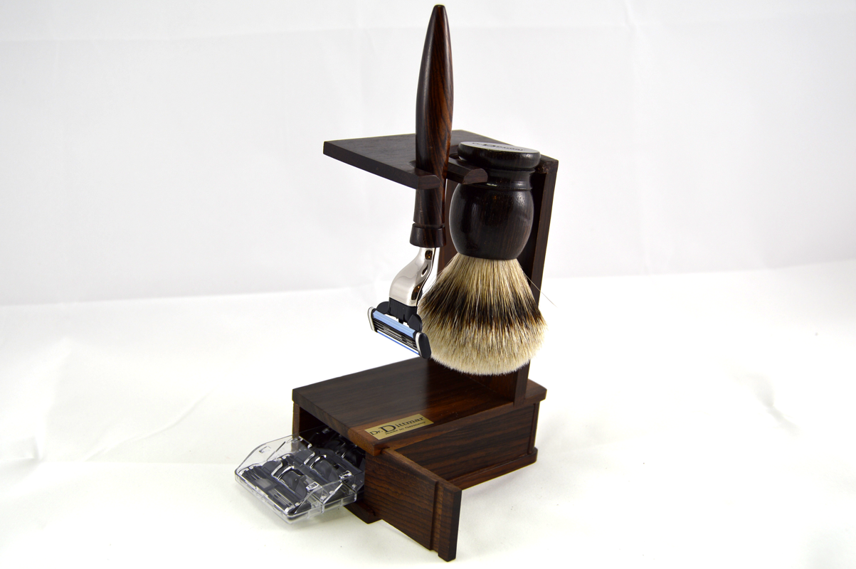 Barberhøvel ROSENHOLZ kost grevlinghår Silberspitz barberhøvel Dr. Dittmar Tyskland