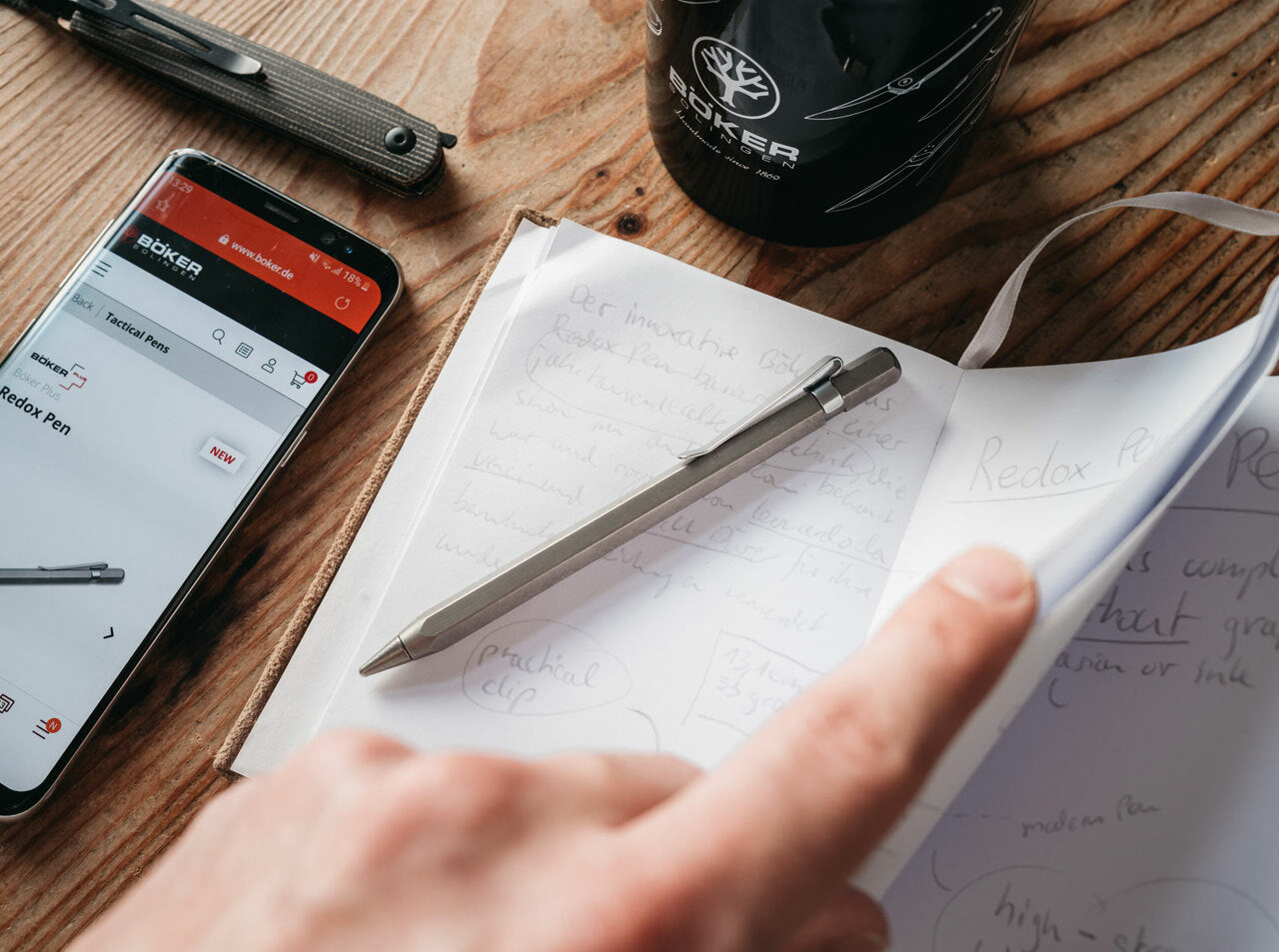 REDOX PEN BÖKER PLUS ballpoint pen made of TITANIUM without graphite abrasion or ink