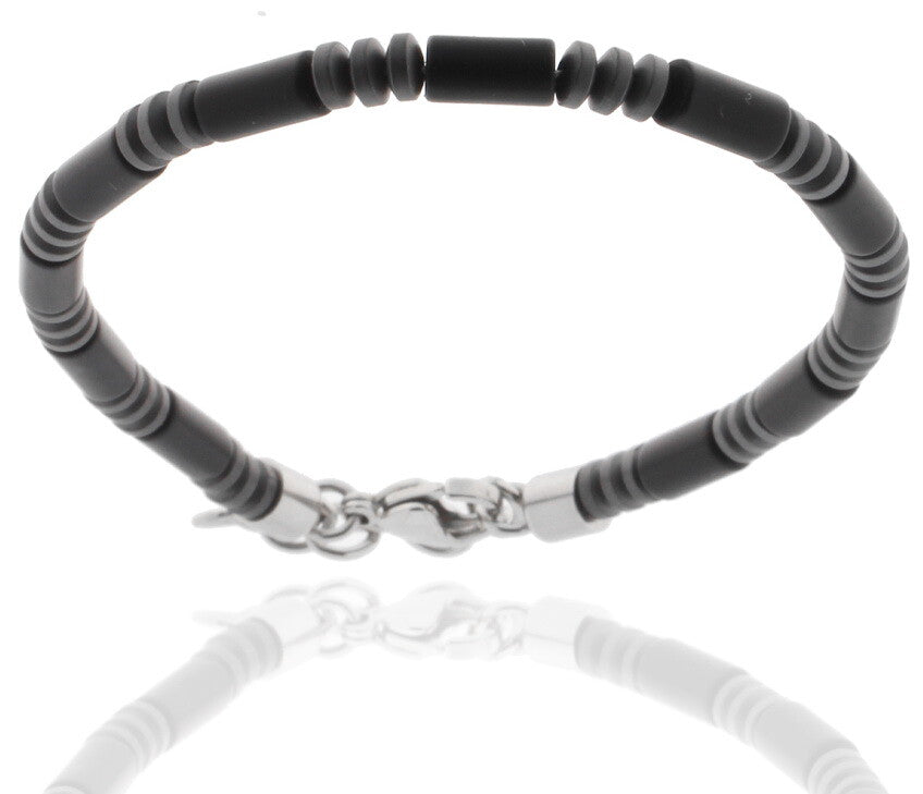 ONYX & HÄMATIT perlearmbånd 20+3cm herrearmbånd STORCH SCHMUCK laget i Tyskland