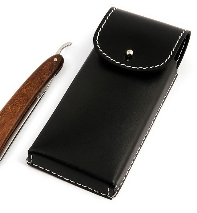 Timor G&F Solingen cowhide stitched case for 2 razors velvet lining Germany
