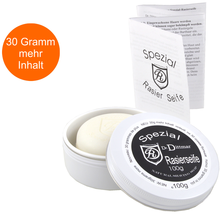 100 גרם DR. DITTMAR סבון גילוח מיוחד במיכל אלומיניום תוצרת גרמניה