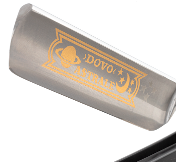 ASTRALE DOVO Solingen Germany มีดโกน 5/8" เหล็กกล้าคาร์บอน แกะสลักทอง ไม้เอบอนี