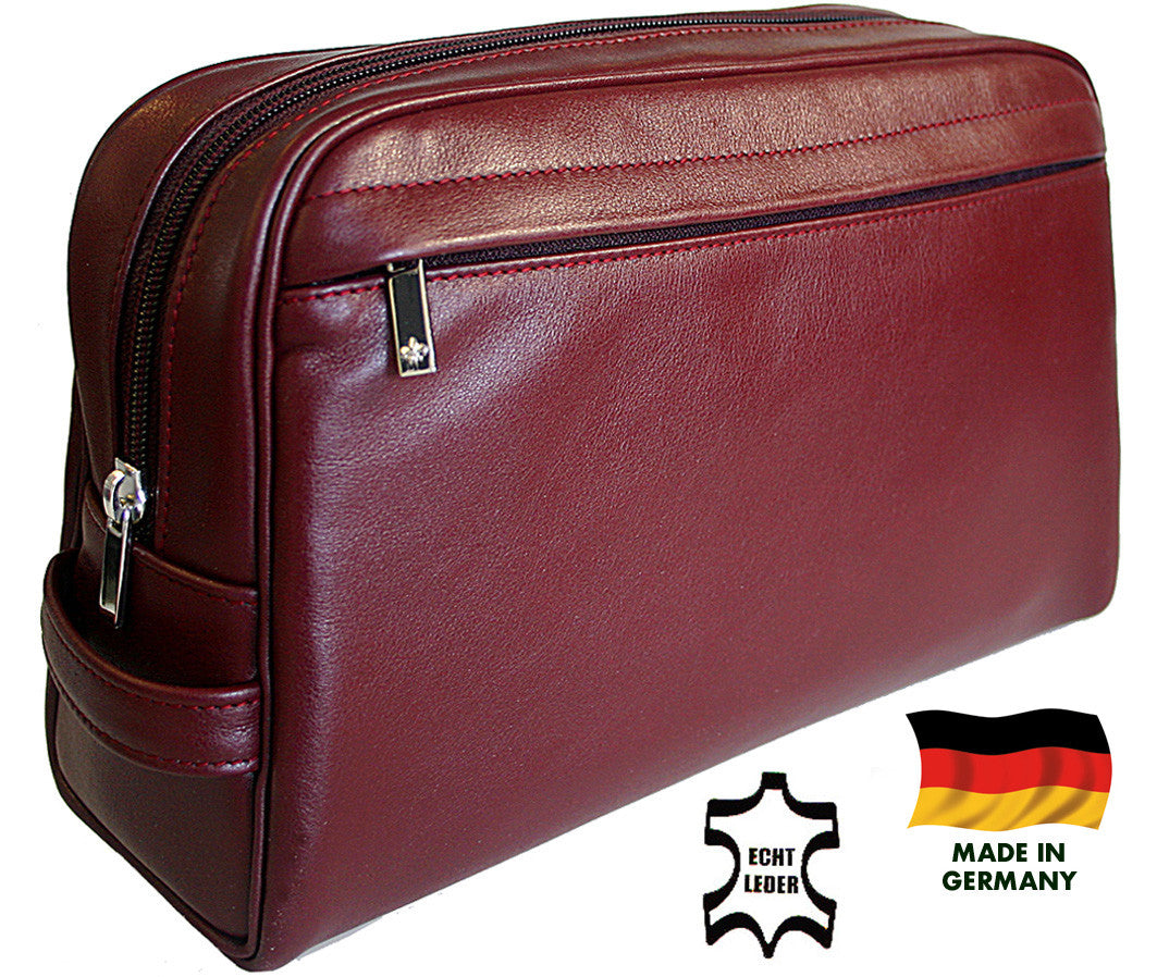 RICHARD JÄGER XL Bolsa de aseo bolsa de cultura para hombre CUERO Burdeos hecho en Alemania