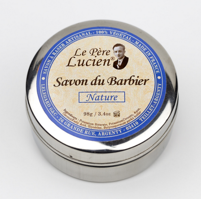 סבון גילוח 98g NATURE Le Père Lucien FRANCE לעור רגיש 100% טבעוני