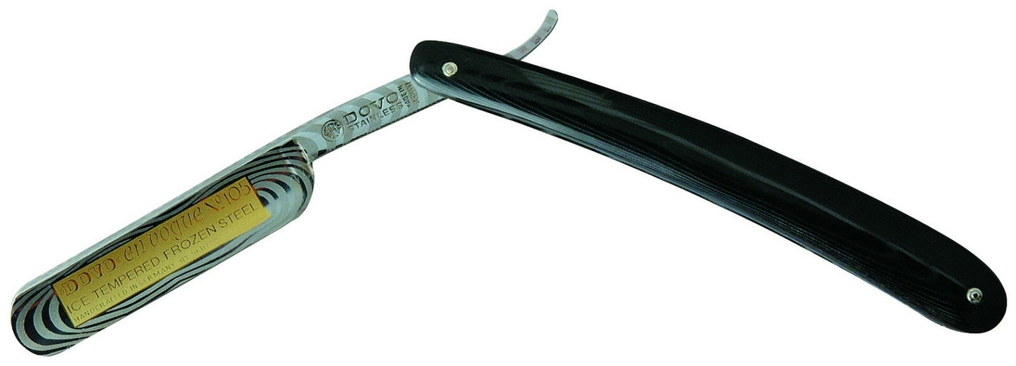 DAMAST-OPTIK Rasoir en acier au carbone gravure or Micarta noir DOVO Solingen