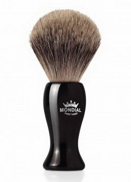 Beste grevling MONDIAL barberkost mellomstor sølvplukket grevlinghår edeltreskaft