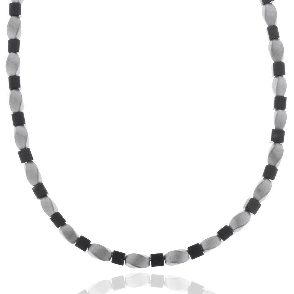 ONYX cube HEMATITE beads NECKLACE men's chain necklace STORK JEWELRY Germany