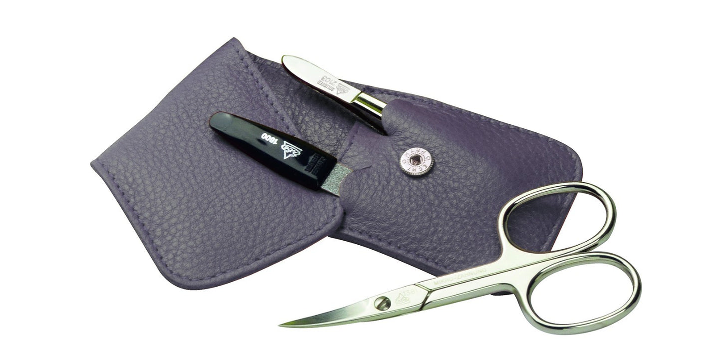 BECKER-MANICURE Erbe Solingen 3 parçalı Manikür Seti Erkekler için Deri Manikür Kutusu