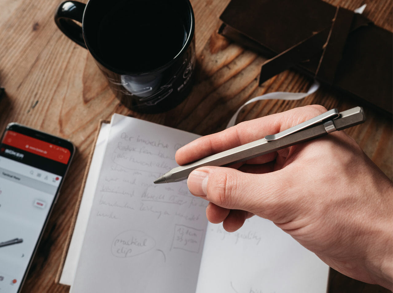 REDOX PEN BÖKER PLUS ballpoint pen made of TITANIUM without graphite abrasion or ink