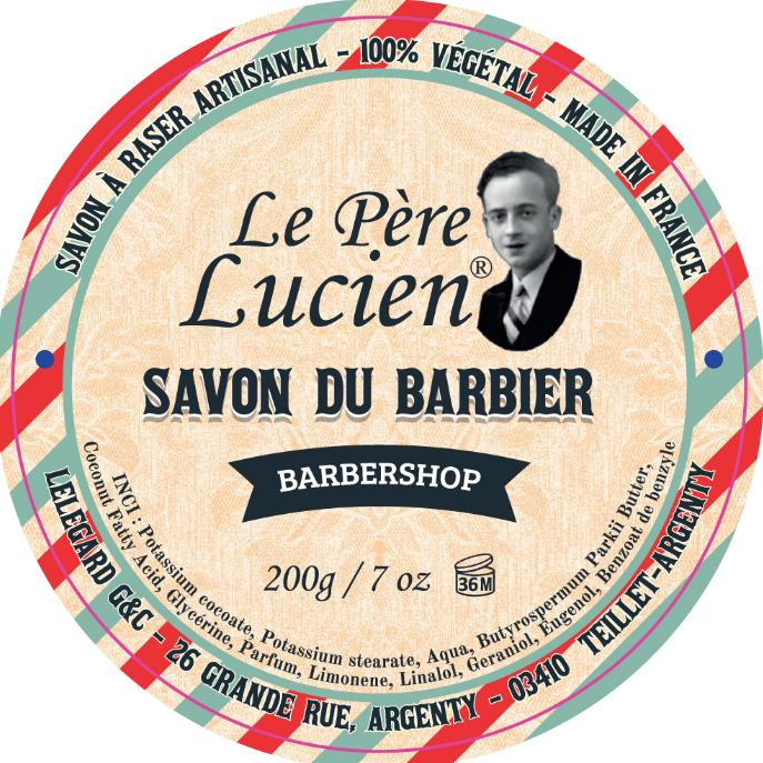 Le Père Lucien FRANCE BARBERSHOP 200g Shaving Soap VEGAN essential oils Shea