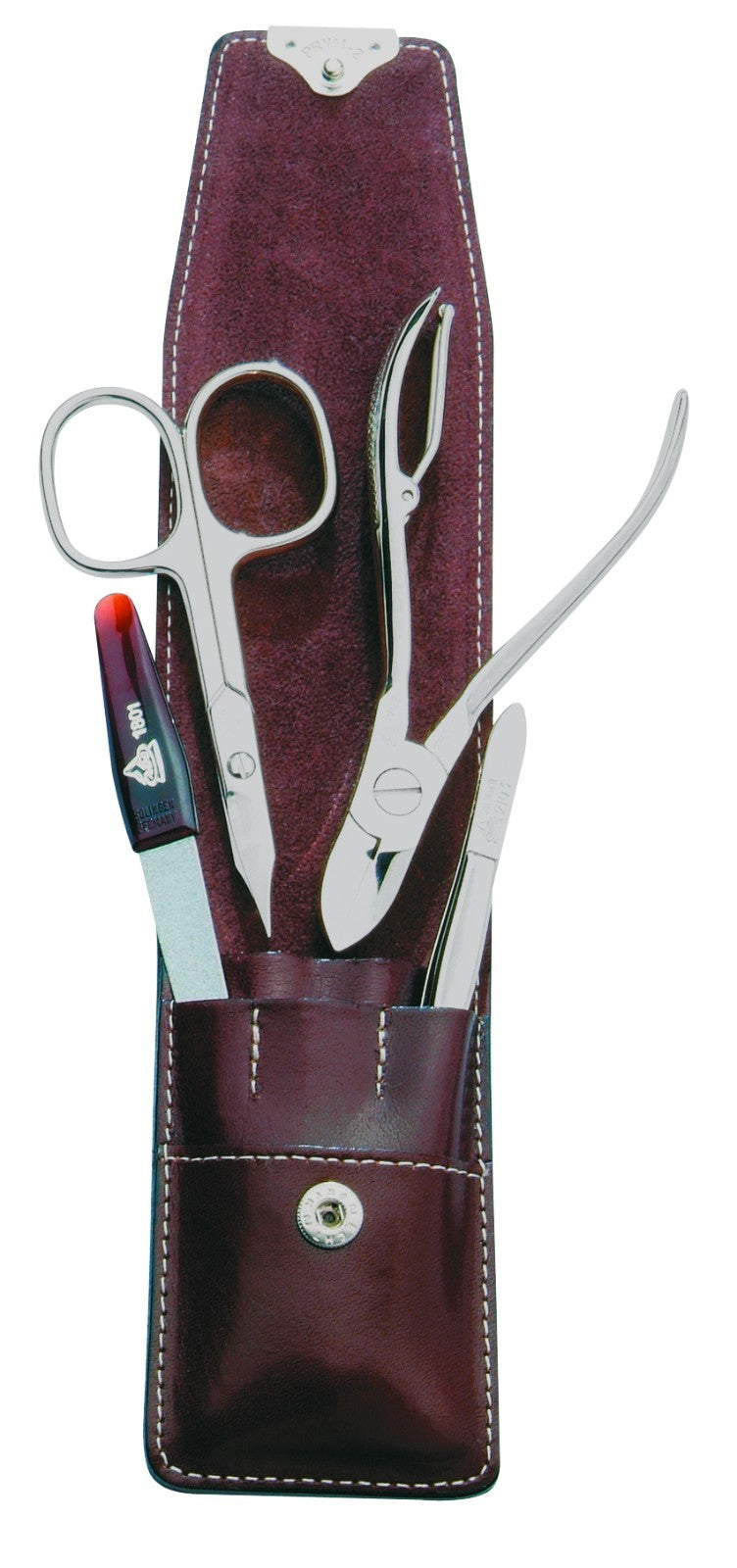 BECKER-MANICURE Erbe Solingen 4 parçalı Manikür Seti Erkekler için Deri Manikür Kutusu