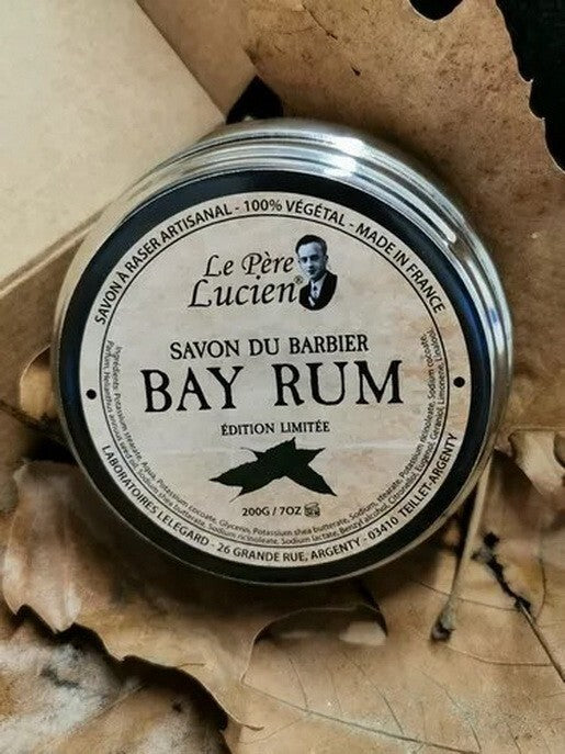 BAY RUM 200g סבון גילוח שמנים אתריים חמים ועצי Le Père Lucien צרפת