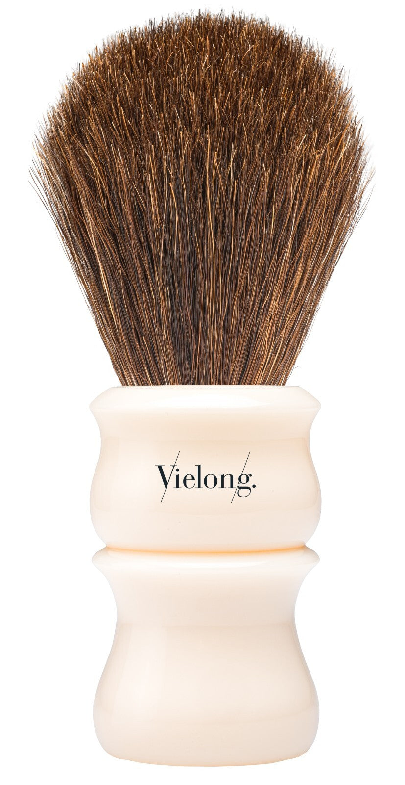 Edelharz-håndtak kremfarget & 26mm brunt ROSSHAAR barberkost VIE-LONG Spania