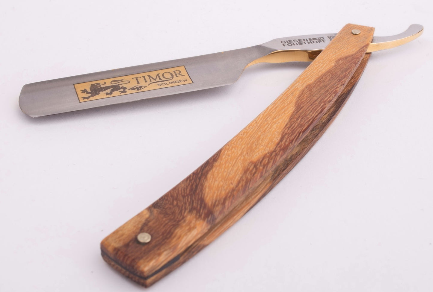 TIMOR Bergischer Løve BARBERHØVEL Gull 6/8 Marmorved laget i SOLINGEN Tyskland