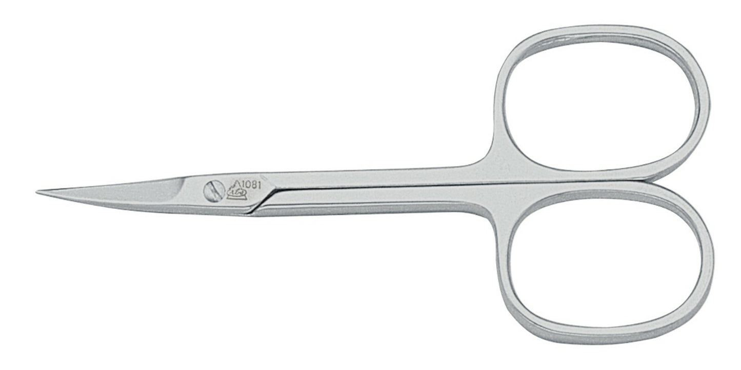 Нержавеющая сталь никелированная НОЖНИЦЫ ДЛЯ КОЖИ тонкий изогнутый кончик - Erbe Solingen Becker-Manicure