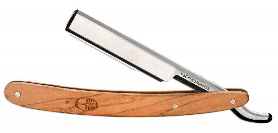 BÖKER BOKER Solingen barberkniv med oliventre for utskiftbare barberblader