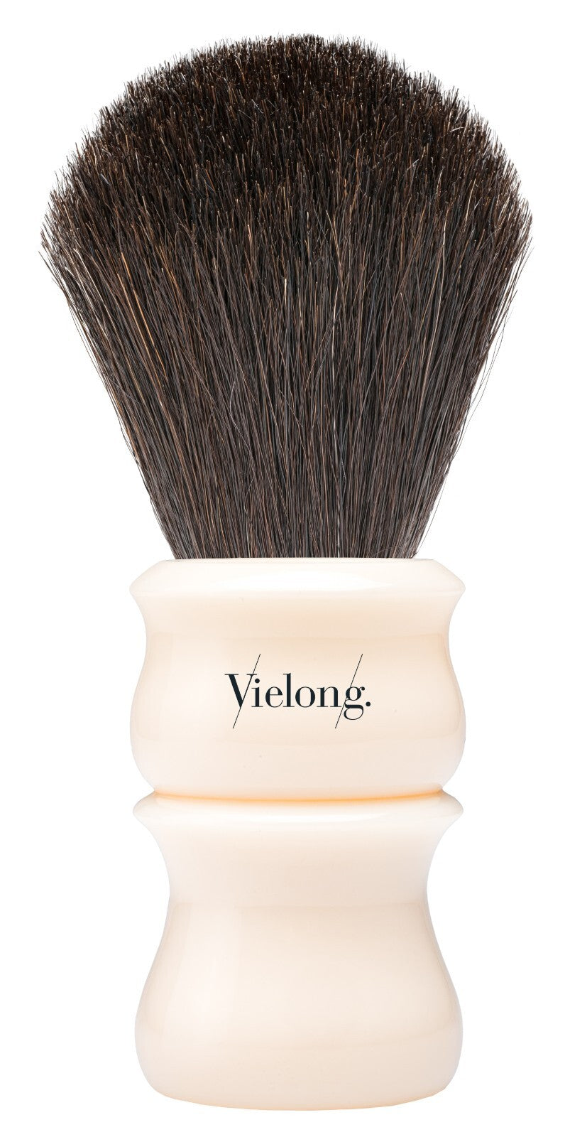 Kremfarget edelharpiks-håndtak 26mm svart ROSSHAAR barberkost VIE-LONG Spania