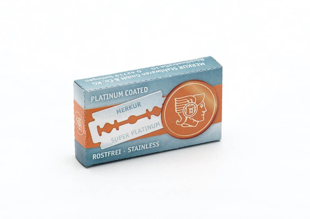 MERKUR SUPER PLATINUM 10 barberblader for barberhøvel & shavette RUSTFRITT STÅL